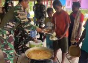 Pos Kokas Satgas Yonif 763/SBA Gelar Kegiatan Makan Bergizi Gratis