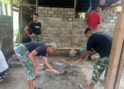 Personel Satgas TMMD ke-127 Kodim 1514/Morotai Laksanakan Penyusunan Batu Bata RTLH di Desa Mandiri