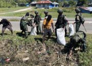 Satgas Yonif 521/DY Bersama Warga Wujudkan Lingkungan Sehat dan Asri di Distrik Kobakma
