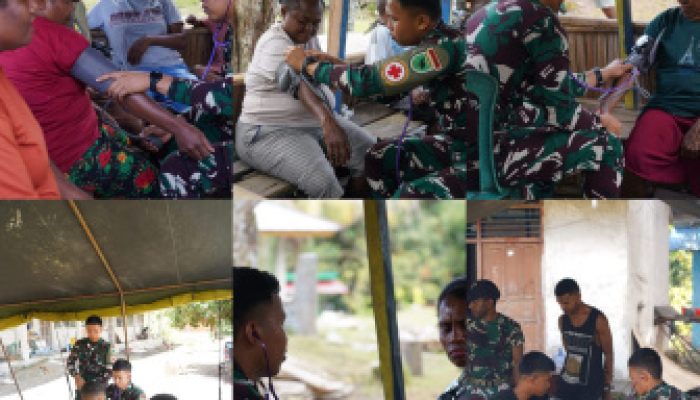 Satgas TMMD Ke-129 Pastikan Kesehatan Warga Masyarakat dan Personel Tetap Prima Demi Suksesnya TMMD di Kampung Sesor
